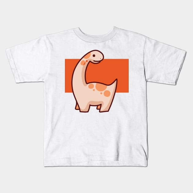 Cute Long Neck Dinosaurus, Brontosaurus, Brachiosaurus Kids T-Shirt by hugadino